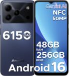 Note 56 Plus Mobile Phone Android 16 Smartphone, 48GB 256GB/2TB, 50MP Camera, 6150mAh & 6.56 HD 90Hz Display, Octa-Core 4G Dual Sim Free Unlocked Phones, Face ID/Fingerprint/NFC/OTG Purple