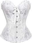 Nuoke Womens Corset Top Lace Up Satin Boned Overbust Bustier Top Vintage Bridal Lingerie Bodyshaper Halloween Gothic Underbust Sexy Bodysuit