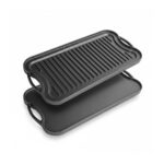 Nuovva Cast Iron Griddle Pan – Double-Sided, Pre-Seasoned, 50x25cm