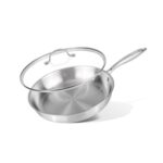 Nuovva Induction-Ready Stainless Steel Non-Stick Frying Pan, 30 Cm, Lid