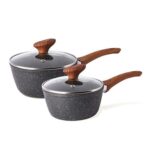 Nuovva Marble Induction Saucepan Set with Lid, Non-Stick, 2pc (16/18cm)