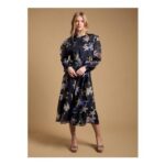 OASIS Floral Organza Shirred Waist Midi Dress 14