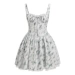OBEEII Floral Corset Mini Dress, Square Neck, Spaghetti Straps