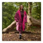 OHS Adults Water Resistant Leopard Print Sherpa Drying Robe – Burgundy/Pink