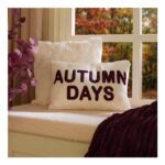 OHS Autumn Days Slogan Cushion – Cream/Burgundy