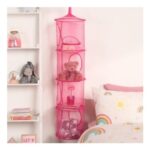 OHS Kids Extra Large Toys Storage Hanging Net Basket – Fuchsia
