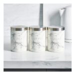 OHS Marble Tea Coffee Sugar Canisters Set of 3