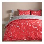 OHS Scandi Christmas Reversible Duvet Set – Single, Red/Grey
