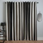 OHS Stripe Print Eyelet Velvet Blackout Curtains – W 168cm (66) x D 182cm (72)