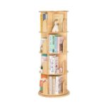 OOOK 4-Tier Wooden Rotating Bookshelf, 360 Revolving Bookcase