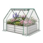 OUTSUNNY Raised Garden Bed Planter Box with Greenhouse, Large Window