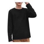 Ocextami Boys Long Sleeve T-Shirt, Black, 6-14 Years