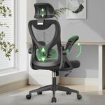 Office Chair – Ergonomic Desk Chair with Lumbar Support Headrest Adjustable, Padded Flip-up Armrests Comfy Seat Cushion High Back Executive Manager Chair For Home Office