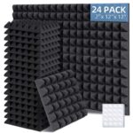 Ohuhu Sound Proofing Panels 24 Pack, 2x12x12 Pyramid Acoustic Panels, Double-Sided Tape – Sold by Ohuhu&Sportneer Official FBA