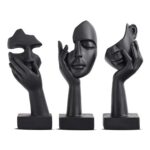 Oliruim Black Woman Face Statue 3-Piece Set Modern Home Decor
