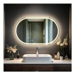 Olyvren Oval 80×50 Cm Bathroom Mirror with LED