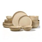 Onader 24-Piece Reactive Glaze Dinner Set for 6, Khaki