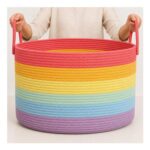OrganiHaus Rainbow Rope Basket for Nursery and Laundry 50x33cm
