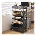 Ornestia Metal Book Trolley with Wheels (Black)