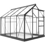 Outsunny 6 x 8ft Polycarbonate Greenhouse Walk in Slide Door Grey