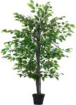 Outsunny Artificial Ficus Tree 145 cm Decorative Artificial Trees in Pot