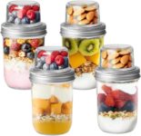 Overnight Oats Jar with Lids, 100ML500ML Dual-Layer Glass Overnight Oat