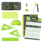 Oxford Helix Maths Set Green & Black Marble Edition 9 Piece Geometry Set with Ruler, Compass, Protractor, Pencil & Eraser