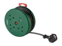 PARKSIDE Compact 3-Socket Cable Reel – 3m Cable, USB-A USB-C, 3,120W Output, IP44 Splash Protection & Mounting Holes 2-year Warranty