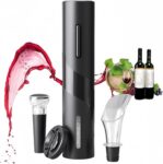 PEIPU Electric Wine Opener, Battery Operated, One-Button Operation for Effortless Cork Removal, for Wine Lovers, Party & Home (Black)