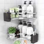 PKBD Corner Shower Caddy 2 Pack Bathroom Storage No Drilling,Silver