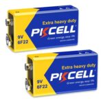 PKCELL 9V 6F22 Battery Pack of 2 for Detectors