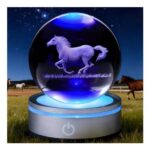 POSSHE 80mm Crystal Ball Horse Night Light, Remote, 16 Colors