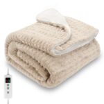 PROALLER Electric Throw Blanket 130x160cm Overheat Protection, Beige Warm Home UK / FBA