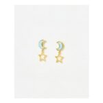 Paedyn Star & Moon Opalite Gold Plated Drop Earrings