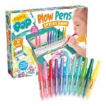 Paint Pop Blow Pens Spray Art Station Kids Airbrush Stencil