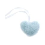 Pale Blue Faux Fur Heart Pom 9cm