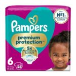Pampers Premium Protection Size 6, 28 Nappies, 13kg, Essential Pack