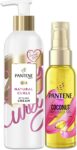 Pantene Curl Cream and Hair Oil, Curly Hair Products with Coconut Oil, Leave In Conditioner Heat Protection For Natural Curl Definition and Frizz Ease, 235ml 100ml