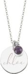 Personalised Name Necklace With Birthstone Custom Engraved Name Pendant Necklace For Women Mum Daughter Sister Birthday Mothers Day Anniversary Christmas Gift Graduation Valentines