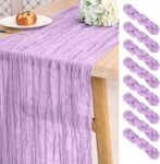 Pesonlook 8 Pack Light Purple Cheesecloth Table Runner Long,21.5 x 120 Inch
