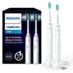 Philips Sonicare 3100 Dual Pack Electric Sonic Toothbrush, Pressure Sensor and Timer, White