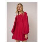 Pink Balloon Sleeve Nicki Mini Dress