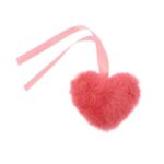 Pink Faux Fur Heart Pom 9cm