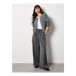 Pinstripe Wide Leg Tailored Trousers