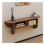 Pmnianhua Floating Solid Wood Console Table, Wall-Mounted, Walnut