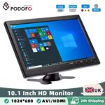 Podofo 10.1 LCD HD Monitor Mini TV & Computer Speaker HDMI VGA Display Color Screen with code – Podofo UK Flagship Store