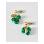 Poe Green Bead Cluster Drop Stud Earrings
