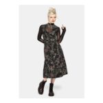 Poison Eden Print Denim Midi Dress