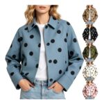 Polka Dot Womens Waterproof Jacket with Collar Button Front