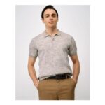 Polo Shirt in Stone & White